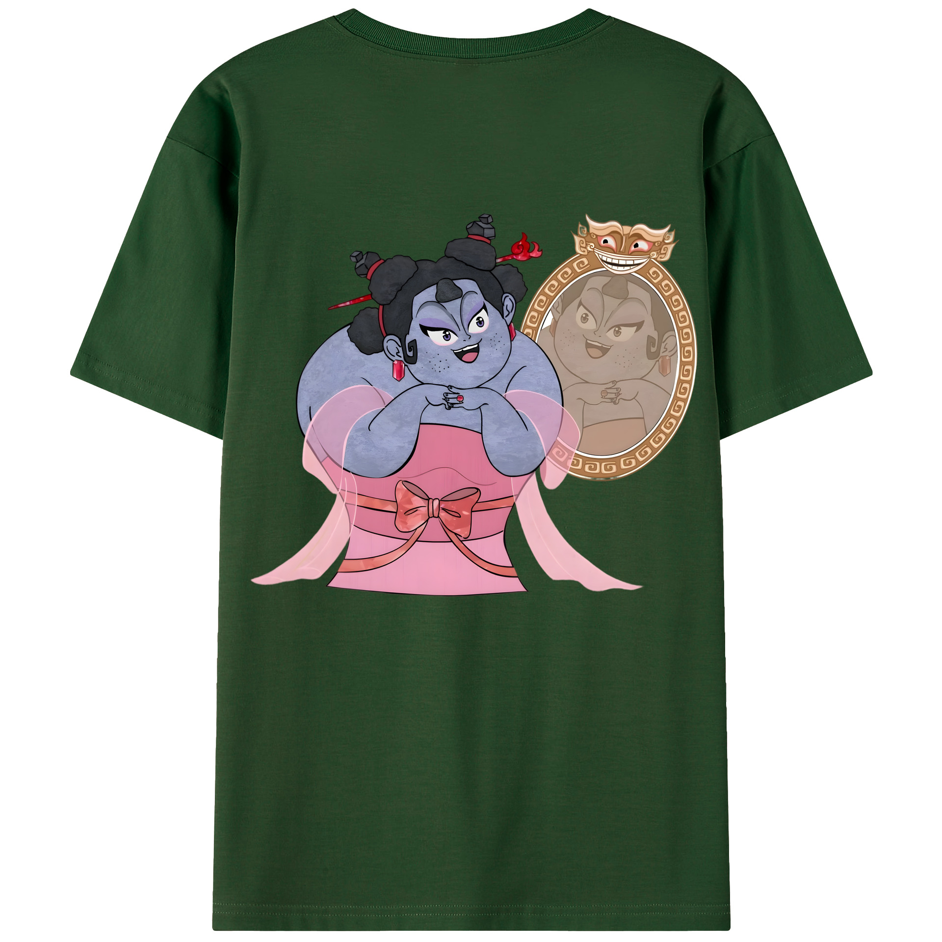 （画像用） Ne Zha 2 ナタ 魔童の大暴れ 綿100％半袖Tシャツ（背面プリント）